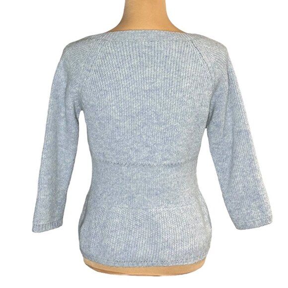 Vintage Prada Wool Cardigan SZ 6 Blue Fitted Preppy Luxury Old Money Preppy - Picture 2 of 12